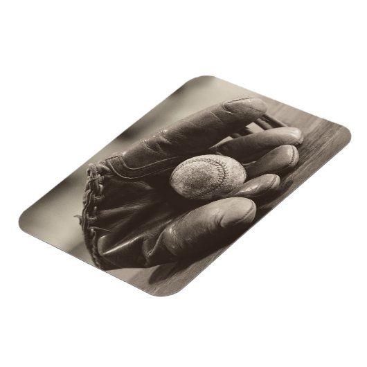 Baseball Nostalgie - Mitt und Baseball Magnet (Linke Seite)