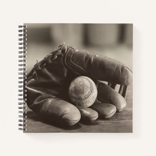 Baseball Nostalgie - Mitt und Baseball Notizblock (Vorderseite)