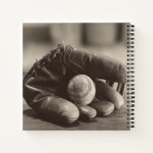 Baseball Nostalgie - Mitt und Baseball Notizblock (Rückseite)
