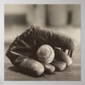 Baseball Nostalgie - Mitt und Baseball Poster (Vorne)