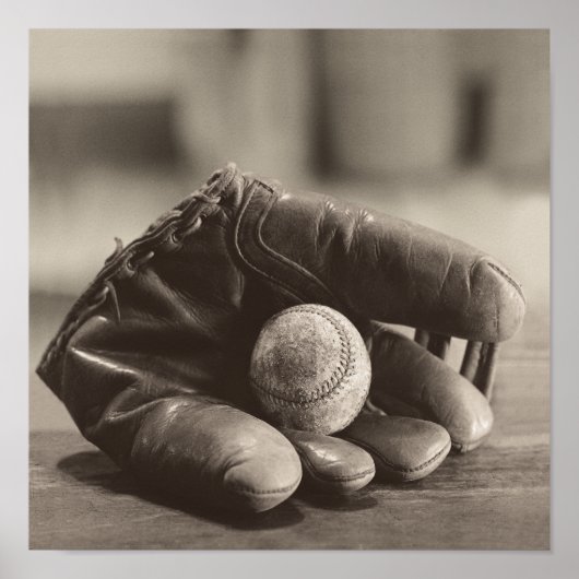 Baseball Nostalgie - Mitt und Baseball Poster (Vorne)