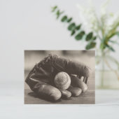 Baseball Nostalgie - Mitt und Baseball Postkarte (Stehend Vorderseite)