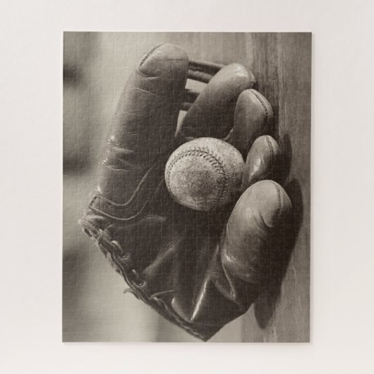 Baseball Nostalgie - Mitt und Baseball Puzzle (Vertikal)