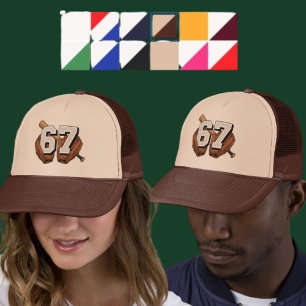 Baseball Nummer 67 Vintage-Handschuh-Schläger-Truc Truckerkappe