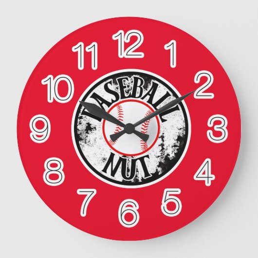 Baseball-Nuss-Großuhr Große Wanduhr (Vorderseite)