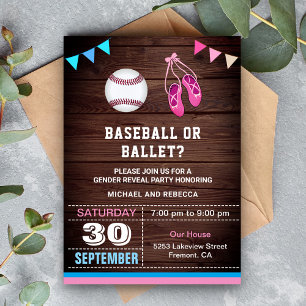 Baseball- oder Ballett-Geschlechtsenthüllungsfeier Einladung