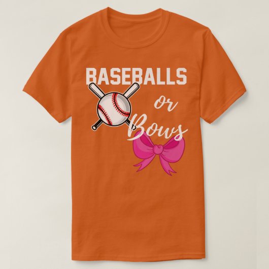 Baseball oder Bows Funny Gender Reveal Blue Pink M T-Shirt (Design vorne)