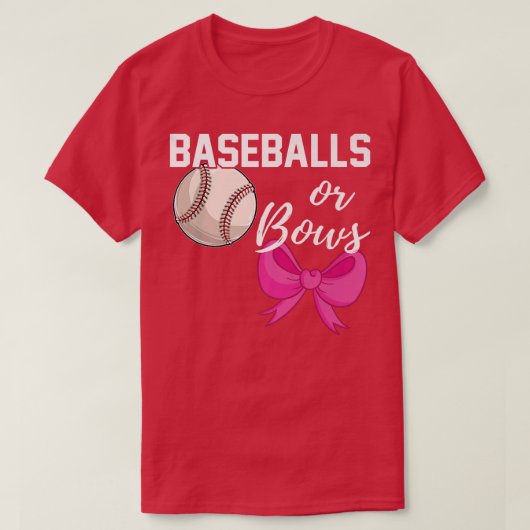 Baseball oder Bows Funny Gender Reveal Blue Pink M T-Shirt (Design vorne)