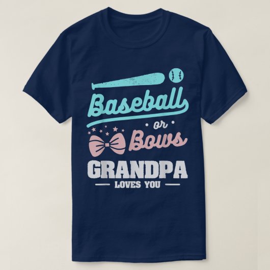 Baseball oder Bows Grandpa Lieben Sie Schwangersch T-Shirt (Design vorne)
