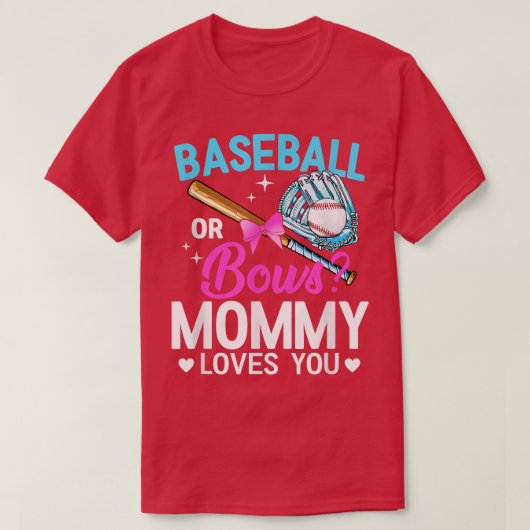 Baseball oder Bows MOMY-Lieben Sie Geschlecht zeig T-Shirt (Design vorne)
