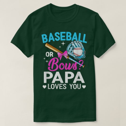 Baseball oder Bows Papa-Lieben Sie Geschlecht zeig T-Shirt (Design vorne)