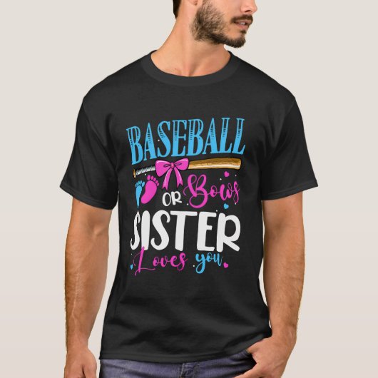 Baseball oder Bows Schwester Lieben Pink oder Blue T-Shirt (Vorderseite)