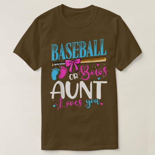 Baseball oder Bows Tante Lieben Sie rosa oder blau T-Shirt (Design vorne)