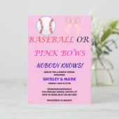 Baseball oder rosa Schleifen - Geschlecht- Enthüll Einladung (Stehend Vorderseite)