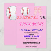 Baseball oder rosa Schleifen - Geschlecht- Enthüll Einladung (Vorne/Hinten)