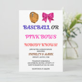 Baseball oder rosa Schleifen - Geschlechtsenthüllu Einladung (Stehend Vorderseite)