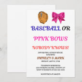Baseball oder rosa Schleifen - Geschlechtsenthüllu Einladung (Vorne/Hinten)