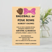 Baseball oder rosa Schleifen - Geschlechtsenthüllu Einladung (Stehend Vorderseite)