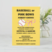 Baseball oder rosa Schleifen - Geschlechtsenthüllu Einladung (Stehend Vorderseite)