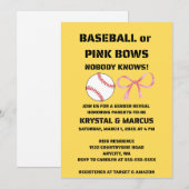 Baseball oder rosa Schleifen - Geschlechtsenthüllu Einladung (Vorne/Hinten)