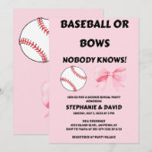 Baseball oder rosa Schleifen - Geschlechtsenthüllu Einladung (Vorne/Hinten)