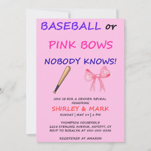 Baseball oder rosa Schleifen - Geschlechtsenthüllu Einladung