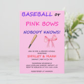 Baseball oder rosa Schleifen - Geschlechtsenthüllu Einladung (Stehend Vorderseite)