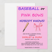 Baseball oder rosa Schleifen - Geschlechtsenthüllu Einladung (Vorne/Hinten)