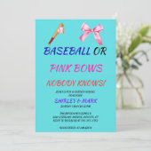 Baseball oder rosa Schleifen - Geschlechtsenthüllu Einladung (Stehend Vorderseite)