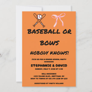 Baseball oder rosa Schleifen - Geschlechtsenthüllu Einladung