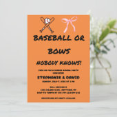Baseball oder rosa Schleifen - Geschlechtsenthüllu Einladung (Stehend Vorderseite)