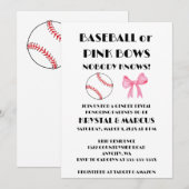 Baseball oder rosa Schleifen - Geschlechtsenthüllu Einladung (Vorne/Hinten)
