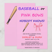 Baseball oder rosa Schleifen - Geschlechtsenthüllu Einladung (Vorne/Hinten)