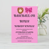 Baseball oder rosa Schleifen - Geschlechtsenthüllu Einladung (Stehend Vorderseite)