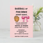 Baseball oder rosa Schleifen - Geschlechtsenthüllu Einladung (Stehend Vorderseite)