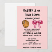 Baseball oder rosa Schleifen - Geschlechtsenthüllu Einladung (Vorne/Hinten)