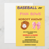 Baseball oder rosa Schleifen - Geschlechtsenthüllu Einladung (Vorne/Hinten)