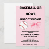 Baseball oder rosa Schleifen - Geschlechtsenthüllu Einladung (Vorne/Hinten)
