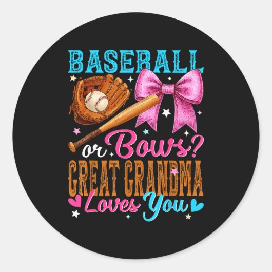 Baseball Oder Schleifen Urgroßmutter Liebt Dich Ge Runder Aufkleber (Vorderseite)