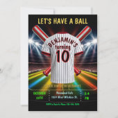 Baseball oder Softball Einladung zum Geburtstag (Vorderseite)