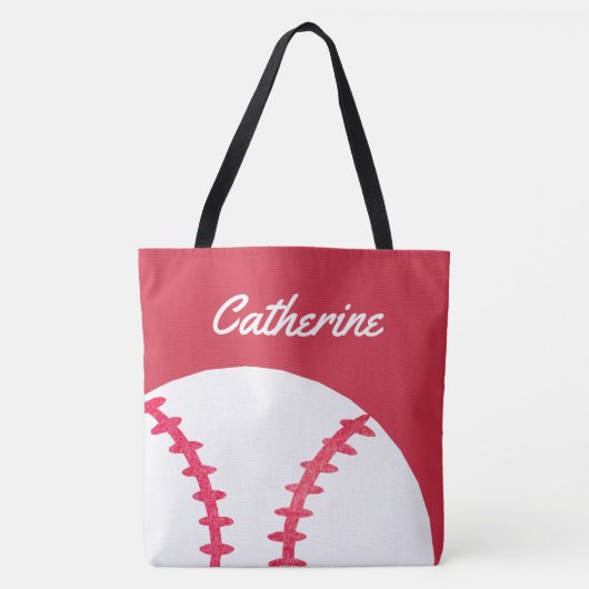 Baseball-oder Softball-rote personalisierte Kinder Tasche (Vorderseite)