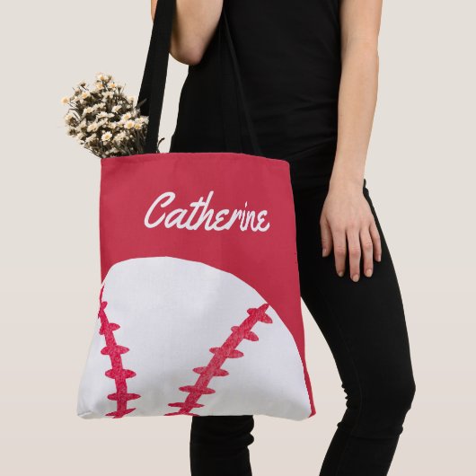 Baseball-oder Softball-rote personalisierte Kinder Tasche (Von Nahem)