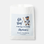 Baseball Oh Boy Baby Dusche Niedlicher Bär Geschenktütchen (Vorderseite)