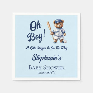Baseball Oh Boy Baby Dusche Niedlicher Bär Serviette