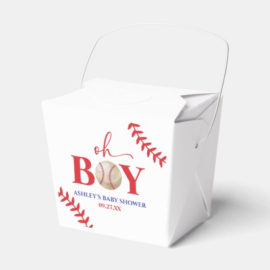 Baseball Oh Boy Brown White Baby Dusche Geschenkschachtel (Vorderseite)