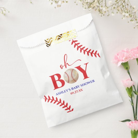 Baseball Oh Boy Brown White Baby Dusche Geschenktütchen (Versiegelt)