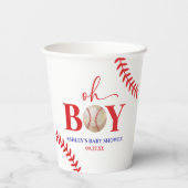 Baseball Oh Boy Brown White Baby Dusche Pappbecher (Rückseite)