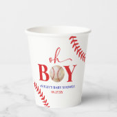 Baseball Oh Boy Brown White Baby Dusche Pappbecher (Vorderseite)
