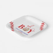 Baseball Oh Boy Brown White Baby Dusche Pappteller (Gewinkelt)