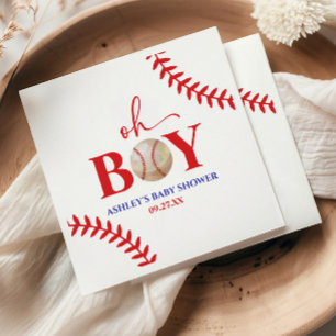 Baseball Oh Boy Brown White Baby Dusche Serviette